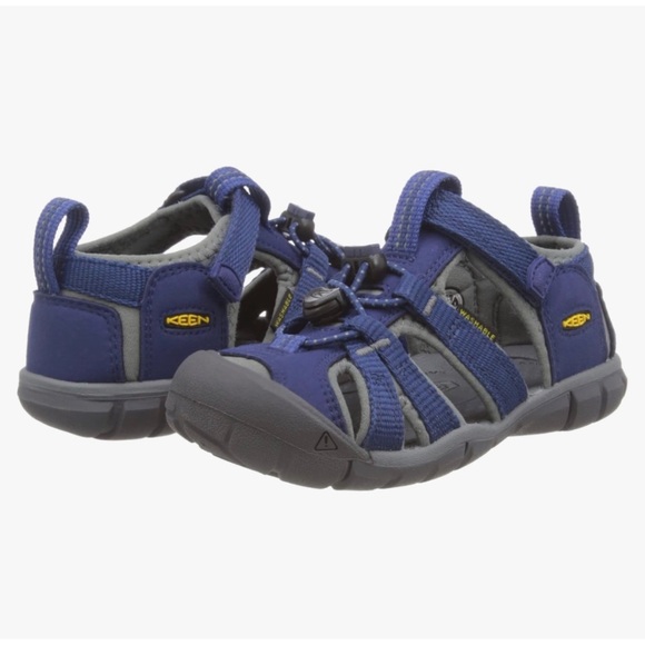 Size 4 Keen Kid's Seacamp II CNX Sandal - Blue Blue Depths/ Gargoyle - Picture 1 of 8